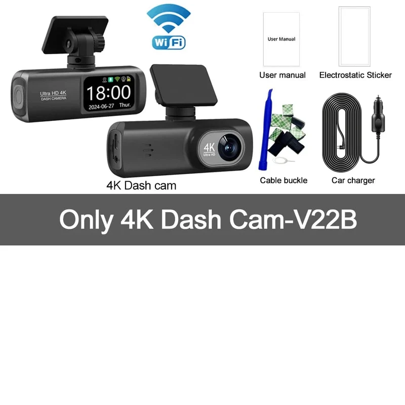 UHD 4K Dashcam Dual Lens Fahrrekorder Auto DVR 1080P Rückfahrkamera Eingebautes WiFi GPS 24-Stunden-Parküberwachung Black Box