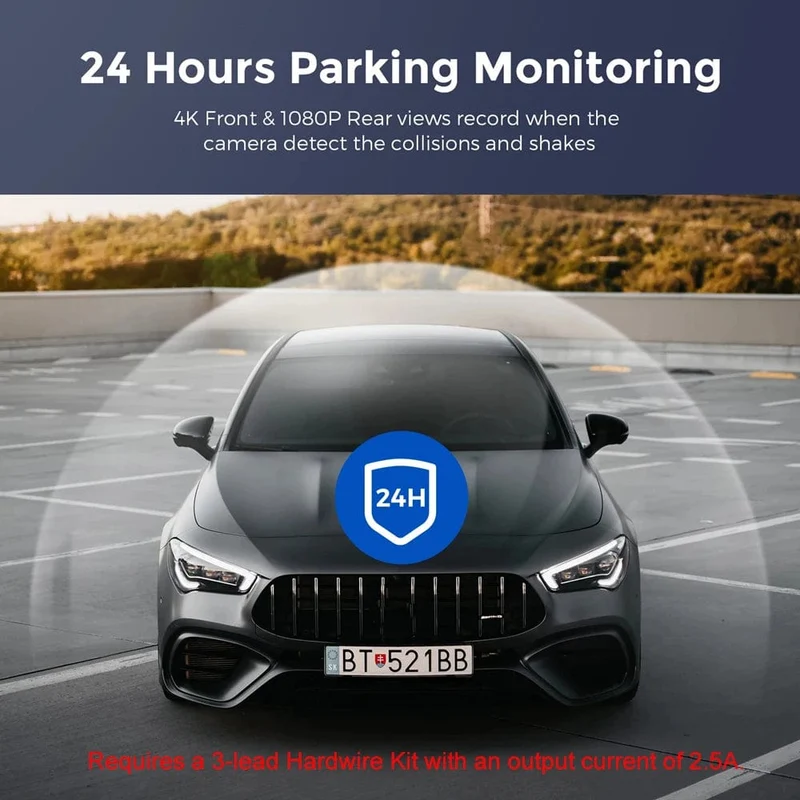 UHD 4K Dashcam Dual Lens Fahrrekorder Auto DVR 1080P Rückfahrkamera Eingebautes WiFi GPS 24-Stunden-Parküberwachung Black Box