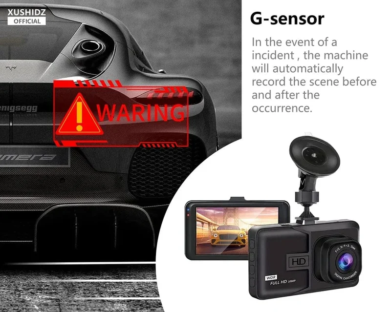 XUSHIDZ NEU 1080P HD Dashkamera Loop-Aufnahme Auto Fahrzeug DVR Videorecorder Dashcam Nachtsicht 24h Parkmonitor G-Sensor