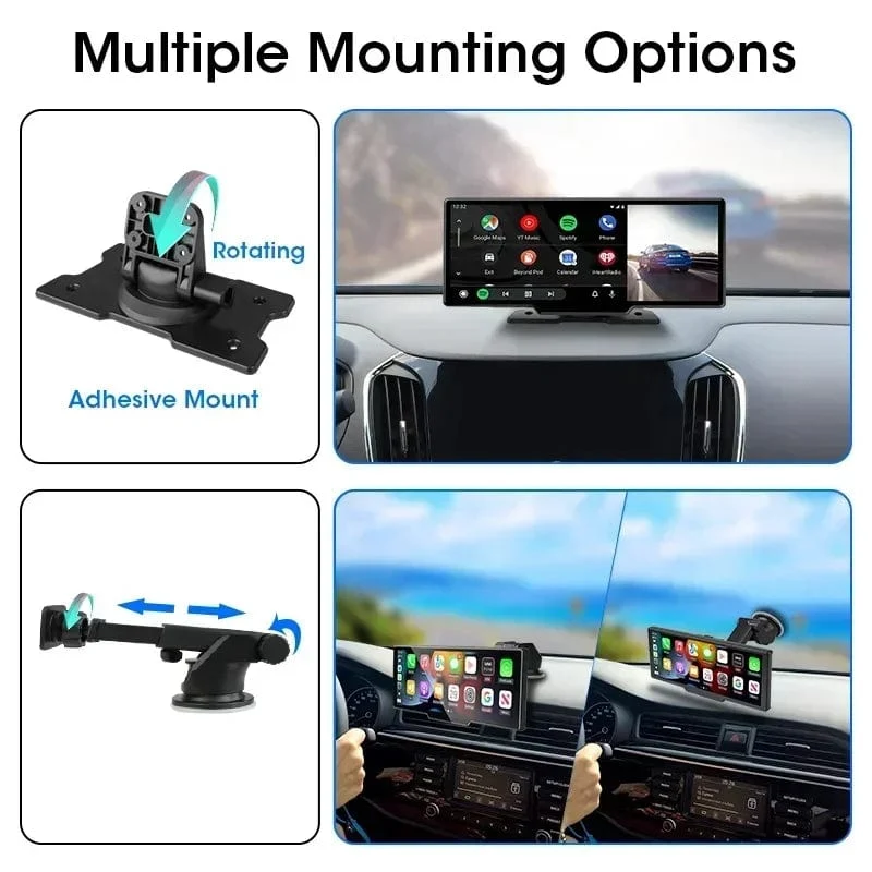 10.26" Dashcam 4K 3840x2160 Kabelloses Carplay und Android Auto-Navigation Sprachsteuerung Auto-DVR Rückfahrkamera BT-Monitorbildschirm