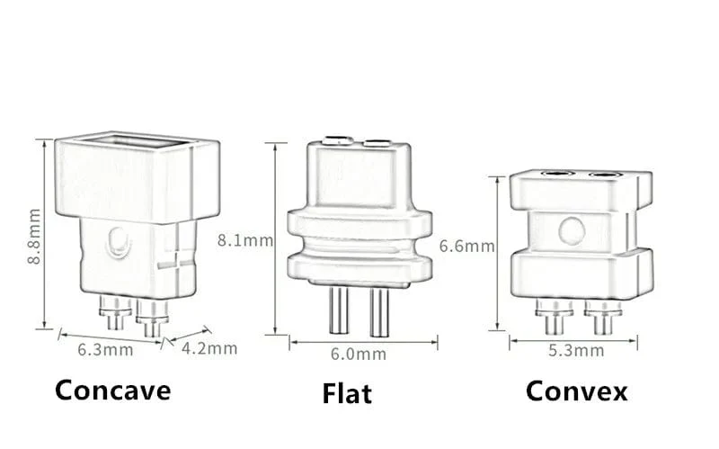 2-poliger 0.7 mm 0.8 mm Stecker, flach, konvex, konkav, Doppelnadel, 0.78 mm Anschlussbuchse, Kopfhörerstecker, Unterhaltungselektronik