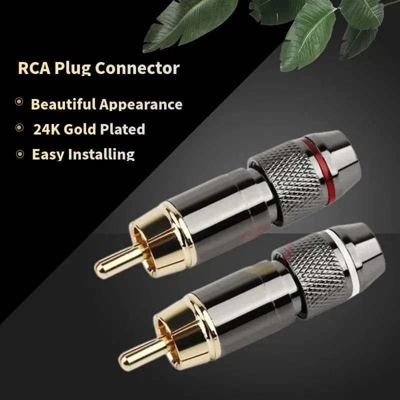Cinch-Stecker Audio-Stecker Buchse Verbraucherelektronik Männlich Vergoldetes Kupfer Schraubverschluss Zum Löten Videokabel Metalllegierung