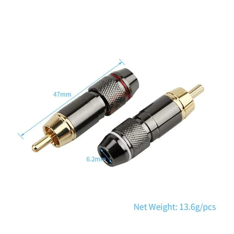 Cinch-Stecker Audio-Stecker Buchse Verbraucherelektronik Männlich Vergoldetes Kupfer Schraubverschluss Zum Löten Videokabel Metalllegierung