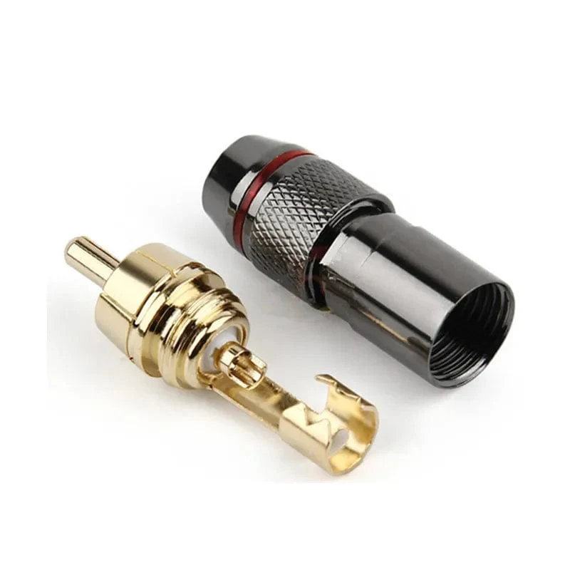 Cinch-Stecker Audio-Stecker Buchse Verbraucherelektronik Männlich Vergoldetes Kupfer Schraubverschluss Zum Löten Videokabel Metalllegierung