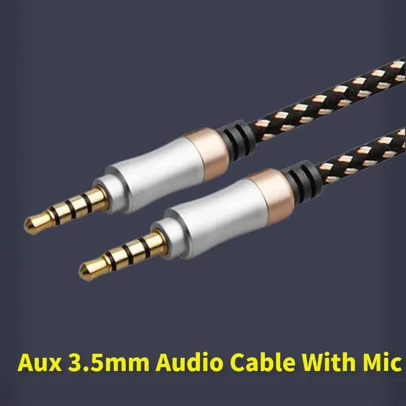 1.5 m Klinkenkabel 3/5, 3.5 mm, 4-poliger Stecker, Lautsprecherkabel mit geflochtenem Kabel für Samsung-Kopfhörer, Xiaomi Car HiFi, Unterhaltungselektronik