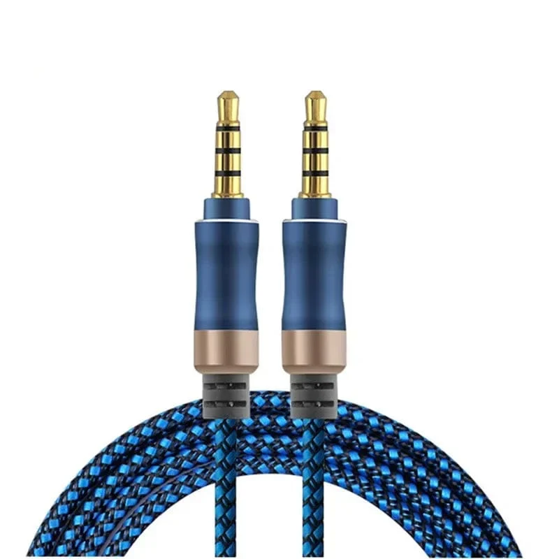 1.5 m Klinkenkabel 3/5, 3.5 mm, 4-poliger Stecker, Lautsprecherkabel mit geflochtenem Kabel für Samsung-Kopfhörer, Xiaomi Car HiFi, Unterhaltungselektronik