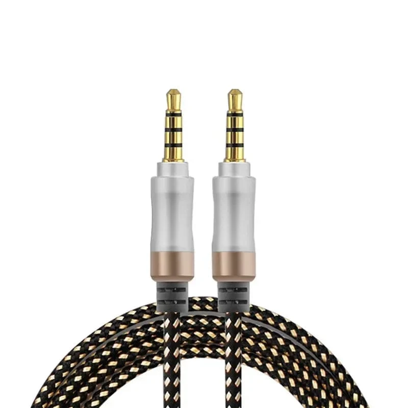 1.5 m Klinkenkabel 3/5, 3.5 mm, 4-poliger Stecker, Lautsprecherkabel mit geflochtenem Kabel für Samsung-Kopfhörer, Xiaomi Car HiFi, Unterhaltungselektronik