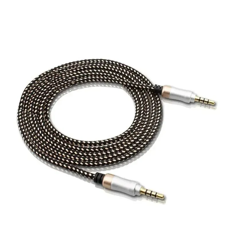 1.5 m Klinkenkabel 3/5, 3.5 mm, 4-poliger Stecker, Lautsprecherkabel mit geflochtenem Kabel für Samsung-Kopfhörer, Xiaomi Car HiFi, Unterhaltungselektronik