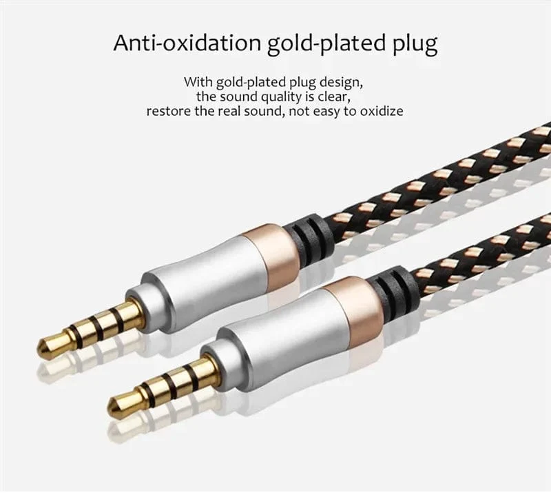 1.5 m Klinkenkabel 3/5, 3.5 mm, 4-poliger Stecker, Lautsprecherkabel mit geflochtenem Kabel für Samsung-Kopfhörer, Xiaomi Car HiFi, Unterhaltungselektronik