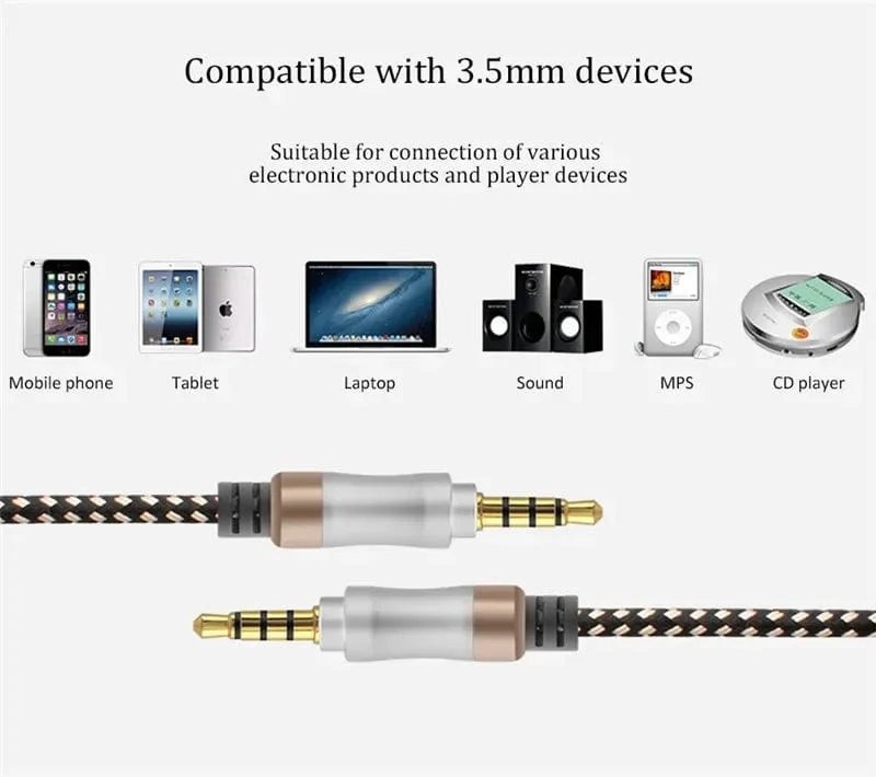 1.5 m Klinkenkabel 3/5, 3.5 mm, 4-poliger Stecker, Lautsprecherkabel mit geflochtenem Kabel für Samsung-Kopfhörer, Xiaomi Car HiFi, Unterhaltungselektronik