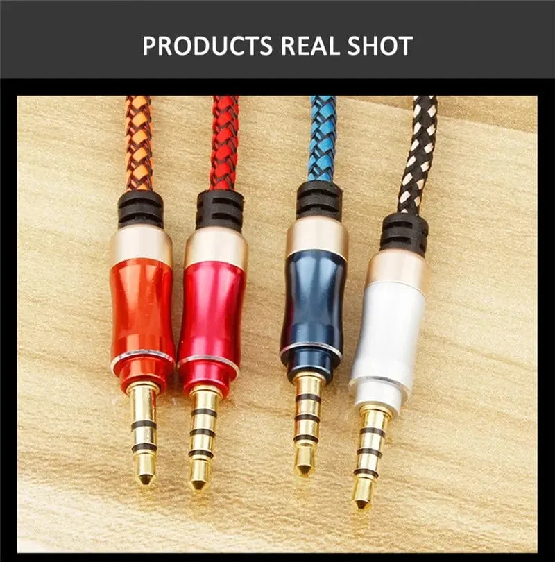 1.5 m Klinkenkabel 3/5, 3.5 mm, 4-poliger Stecker, Lautsprecherkabel mit geflochtenem Kabel für Samsung-Kopfhörer, Xiaomi Car HiFi, Unterhaltungselektronik