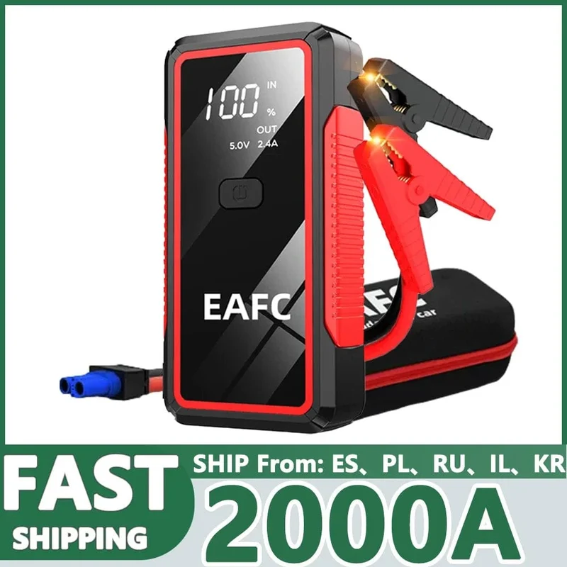 2000A Auto-Starthilfe, 1200A, 12V-Ausgang, tragbares Not-Start-Ladegerät für Autos, Booster-Batterie-Startgerät