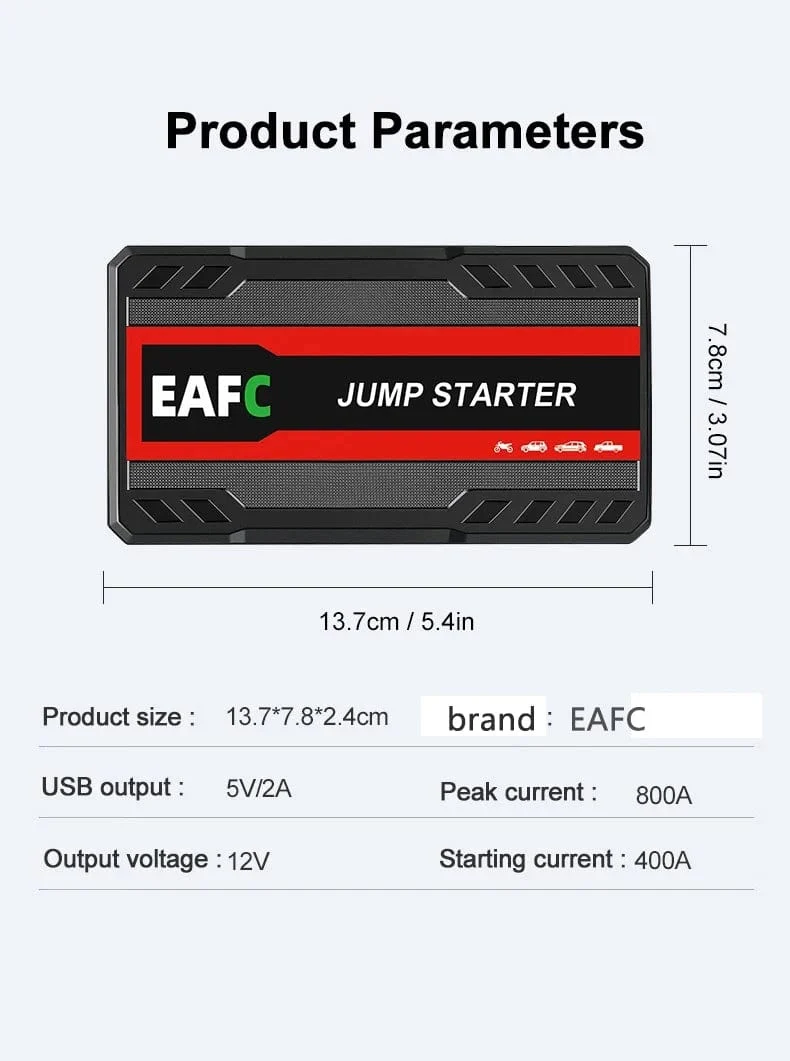 2000A Auto-Starthilfe, 1200A, 12V-Ausgang, tragbares Not-Start-Ladegerät für Autos, Booster-Batterie-Startgerät