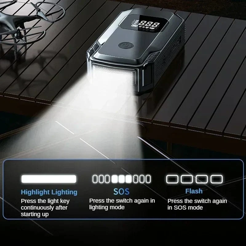 Auto Starthilfe Power Bank Luftpumpe Multifunktions-Luftkompressor Inflator Tragbarer Batteriestarter Auto Elektrogeräte