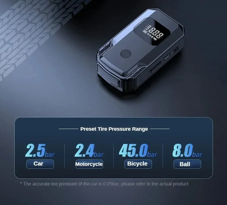Auto Starthilfe Power Bank Luftpumpe Multifunktions-Luftkompressor Inflator Tragbarer Batteriestarter Auto Elektrogeräte