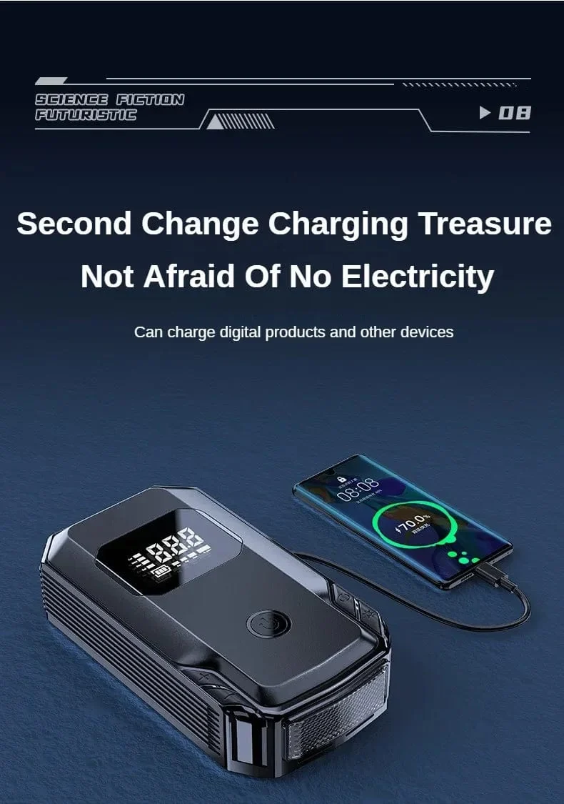 Auto Starthilfe Power Bank Luftpumpe Multifunktions-Luftkompressor Inflator Tragbarer Batteriestarter Auto Elektrogeräte