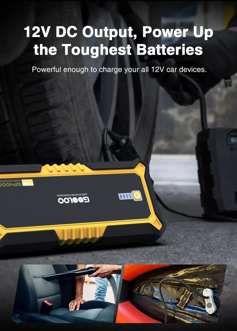 GOOLOO 26800mAh Starthilfe Auto Booster Externe Batterie 4000A Start Power Bank 12V Start Gerät für Benzin Diesel Notfall