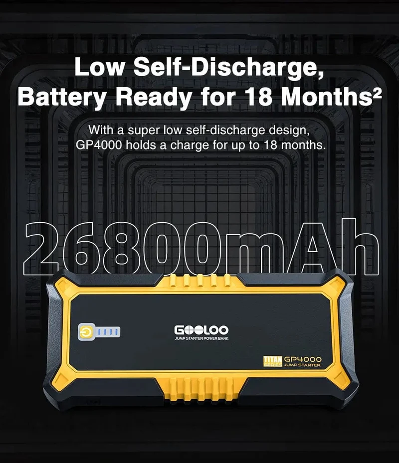 GOOLOO 26800mAh Starthilfe Auto Booster Externe Batterie 4000A Start Power Bank 12V Start Gerät für Benzin Diesel Notfall