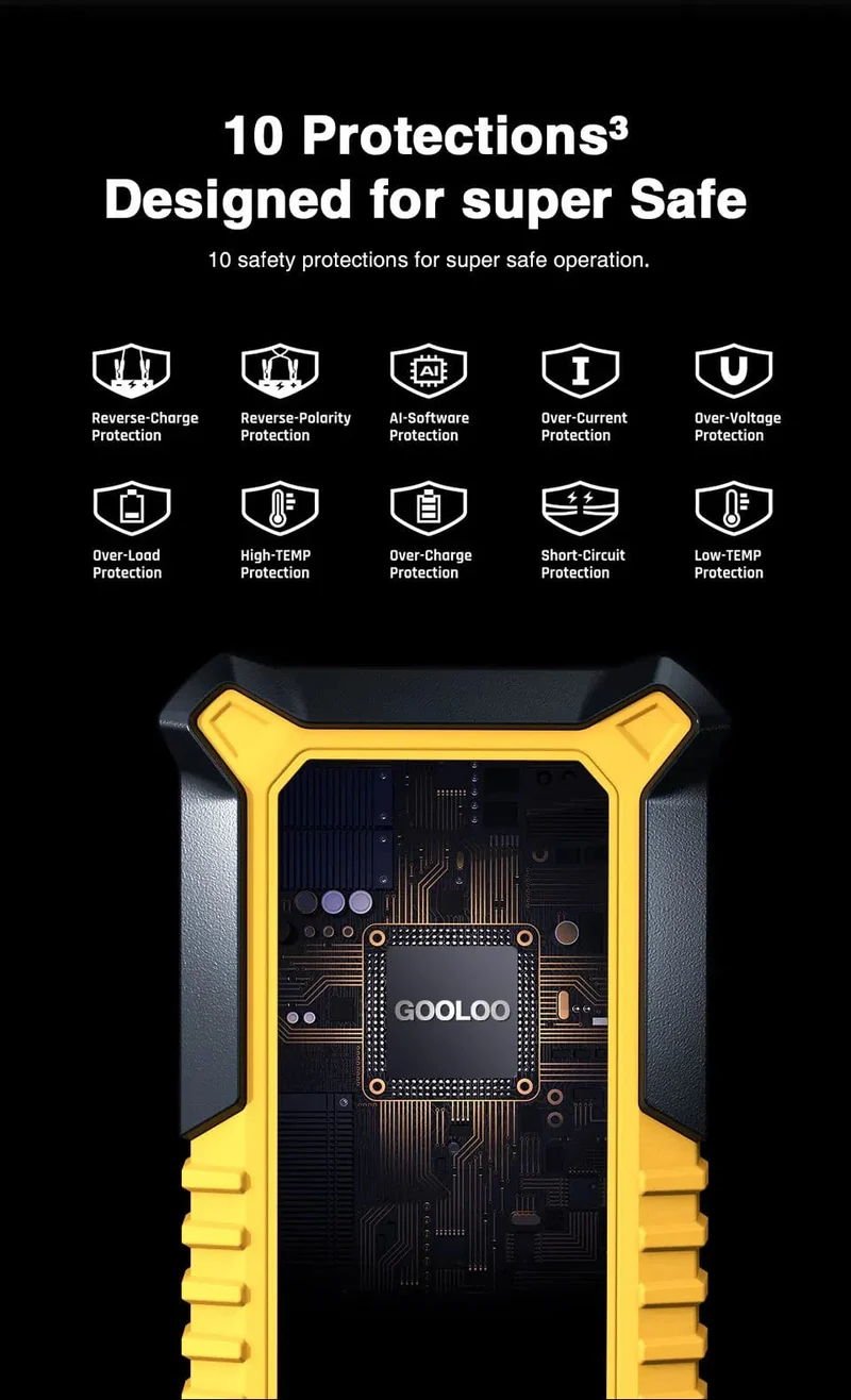 GOOLOO 26800mAh Starthilfe Auto Booster Externe Batterie 4000A Start Power Bank 12V Start Gerät für Benzin Diesel Notfall