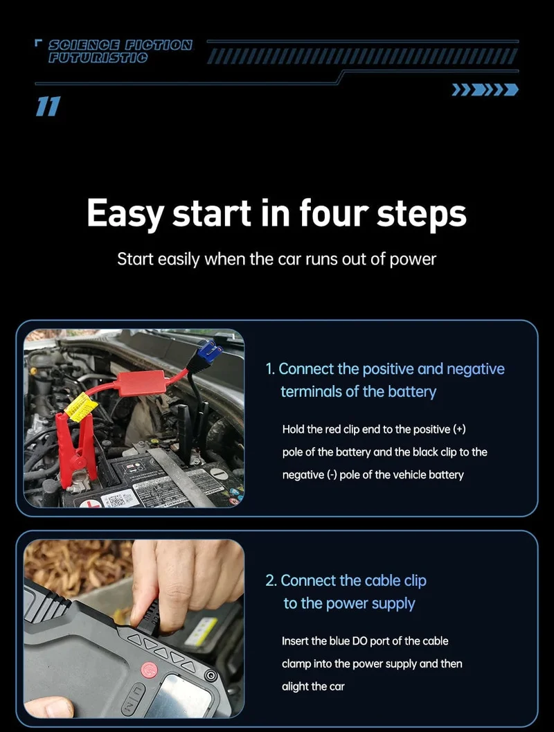 Newsmy 5-in-1-Auto-Starthilfe mit Luftkompressor, 20000 mAh, tragbares Booster-Ladegerät, 2000 A, Auto-Luftpumpe, Batterie-Startgerät