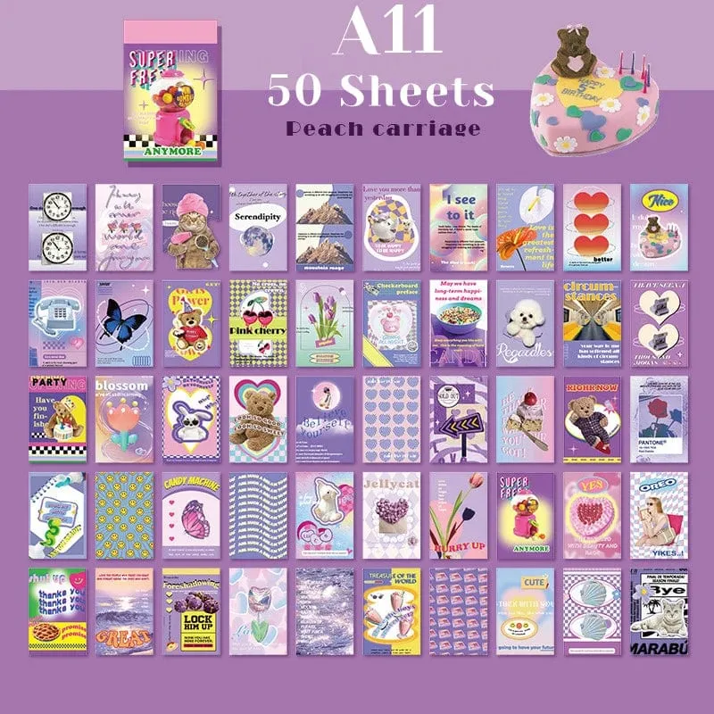 50 blätter Ins Nette Bär Party Aufkleber Planer Journal Collage DIY Karte Dekoration Material Aufkleber Buch Kawaii Schreibwaren