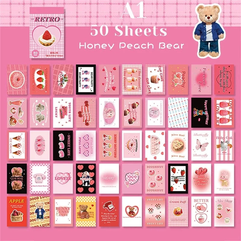 50 blätter Ins Nette Bär Party Aufkleber Planer Journal Collage DIY Karte Dekoration Material Aufkleber Buch Kawaii Schreibwaren