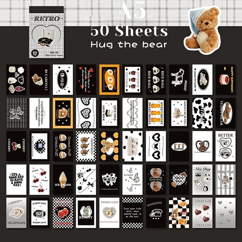 50 blätter Ins Nette Bär Party Aufkleber Planer Journal Collage DIY Karte Dekoration Material Aufkleber Buch Kawaii Schreibwaren