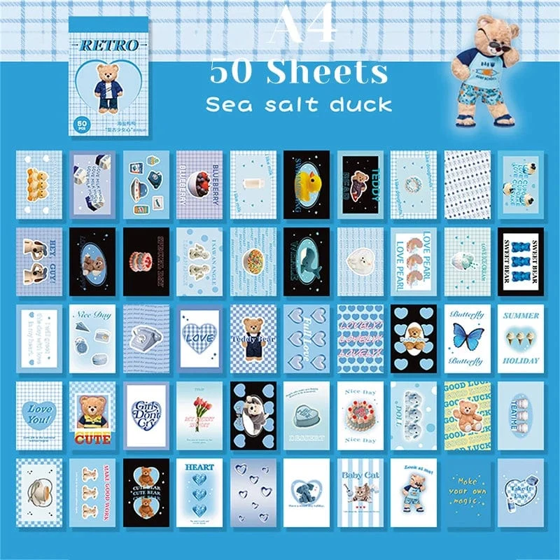 50 blätter Ins Nette Bär Party Aufkleber Planer Journal Collage DIY Karte Dekoration Material Aufkleber Buch Kawaii Schreibwaren