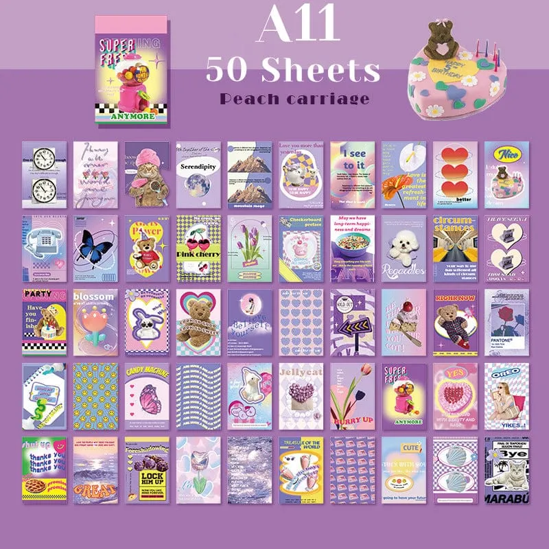 50 blätter Ins Nette Bär Party Aufkleber Planer Journal Collage DIY Karte Dekoration Material Aufkleber Buch Kawaii Schreibwaren