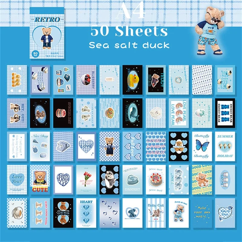 50 blätter Ins Nette Bär Party Aufkleber Planer Journal Collage DIY Karte Dekoration Material Aufkleber Buch Kawaii Schreibwaren