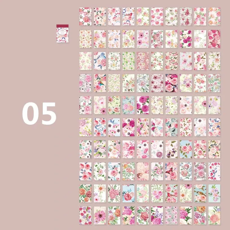 Mr.Paper 6 Stil 100 Blatt/Buch Washi-Aufkleber Vintage Pflanzen Blumen Handbuch DIY Dekorationsmaterial Koreanisches Briefpapier