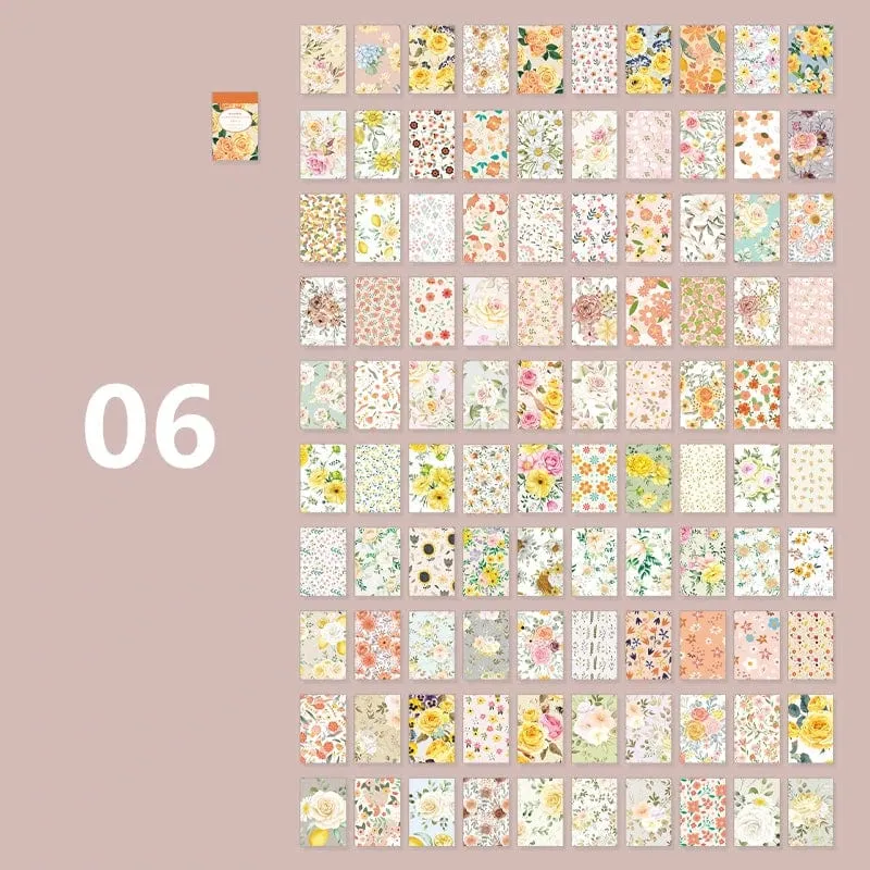 Mr.Paper 6 Stil 100 Blatt/Buch Washi-Aufkleber Vintage Pflanzen Blumen Handbuch DIY Dekorationsmaterial Koreanisches Briefpapier