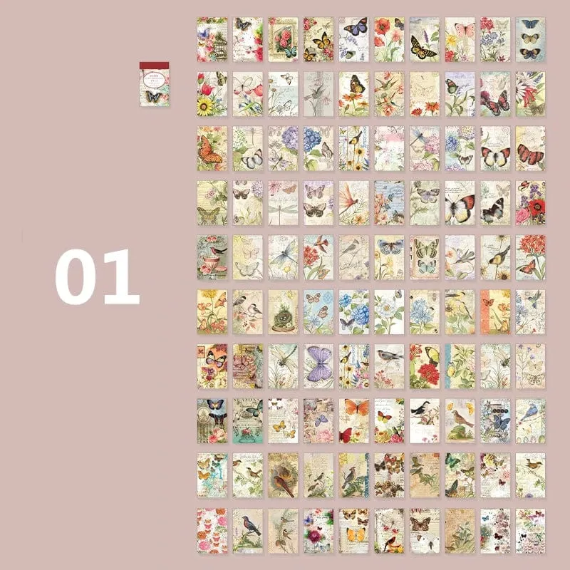 Mr.Paper 6 Stil 100 Blatt/Buch Washi-Aufkleber Vintage Pflanzen Blumen Handbuch DIY Dekorationsmaterial Koreanisches Briefpapier
