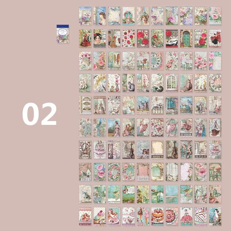 Mr.Paper 6 Stil 100 Blatt/Buch Washi-Aufkleber Vintage Pflanzen Blumen Handbuch DIY Dekorationsmaterial Koreanisches Briefpapier
