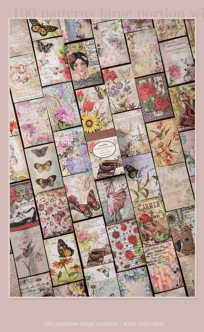 Mr.Paper 6 Stil 100 Blatt/Buch Washi-Aufkleber Vintage Pflanzen Blumen Handbuch DIY Dekorationsmaterial Koreanisches Briefpapier