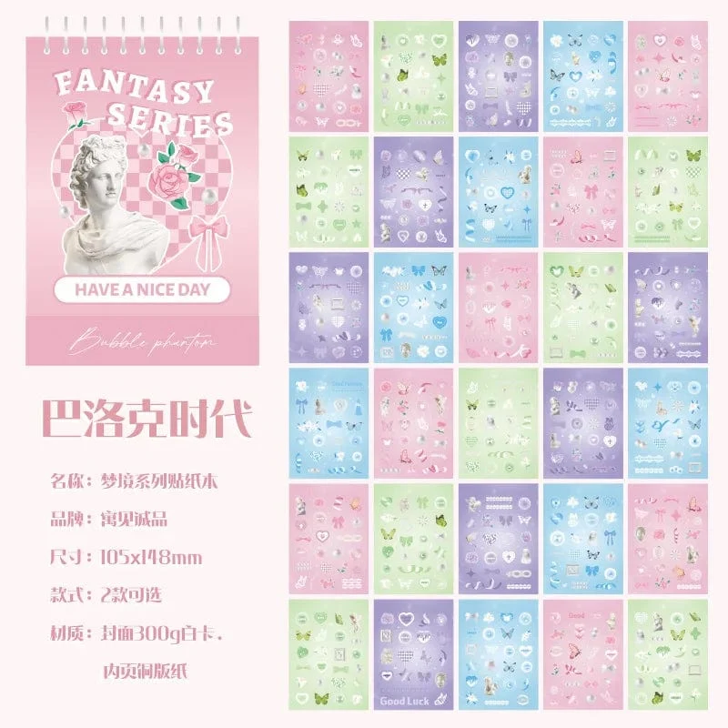 30 Blatt Premium Hologramm Stickerbuch im koreanischen Stil, glänzend, süß, für Scrapbooking, Journaling, Fotokarten, Dekoration, Toploader-Deko