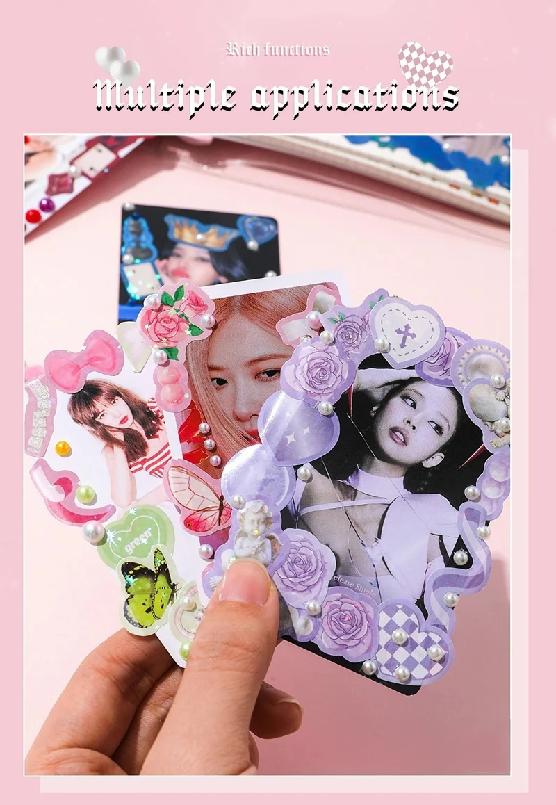 30 Blatt Premium Hologramm Stickerbuch im koreanischen Stil, glänzend, süß, für Scrapbooking, Journaling, Fotokarten, Dekoration, Toploader-Deko