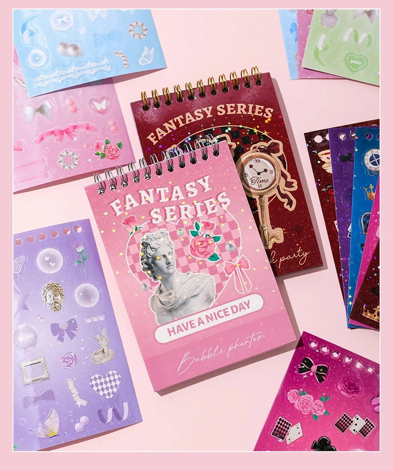 30 Blatt Premium Hologramm Stickerbuch im koreanischen Stil, glänzend, süß, für Scrapbooking, Journaling, Fotokarten, Dekoration, Toploader-Deko