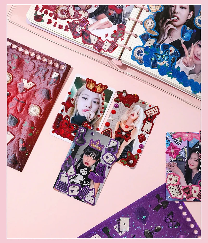 30 Blatt Premium Hologramm Stickerbuch im koreanischen Stil, glänzend, süß, für Scrapbooking, Journaling, Fotokarten, Dekoration, Toploader-Deko