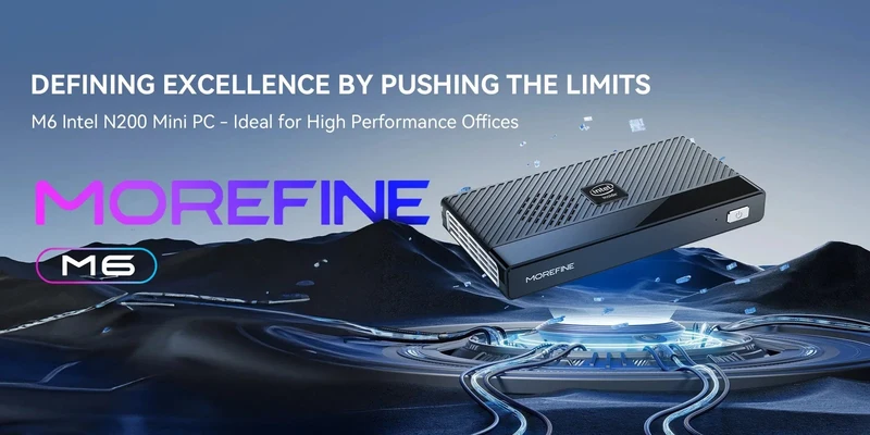 MOREFINE M6 Mini-PC 12. Generation Intel N100/N200 Windows 11Pro DDR5 2933 MHz NVMe SSD Taschencomputer PC HDMI2.0 4K@60Hz WiFi 6 BT5.2