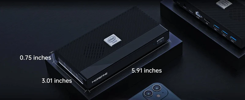 MOREFINE M6 Mini-PC 12. Generation Intel N100/N200 Windows 11Pro DDR5 2933 MHz NVMe SSD Taschencomputer PC HDMI2.0 4K@60Hz WiFi 6 BT5.2