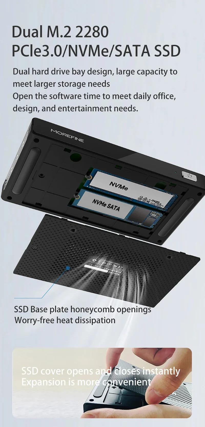 MOREFINE M6 Mini-PC 12. Generation Intel N100/N200 Windows 11Pro DDR5 2933 MHz NVMe SSD Taschencomputer PC HDMI2.0 4K@60Hz WiFi 6 BT5.2