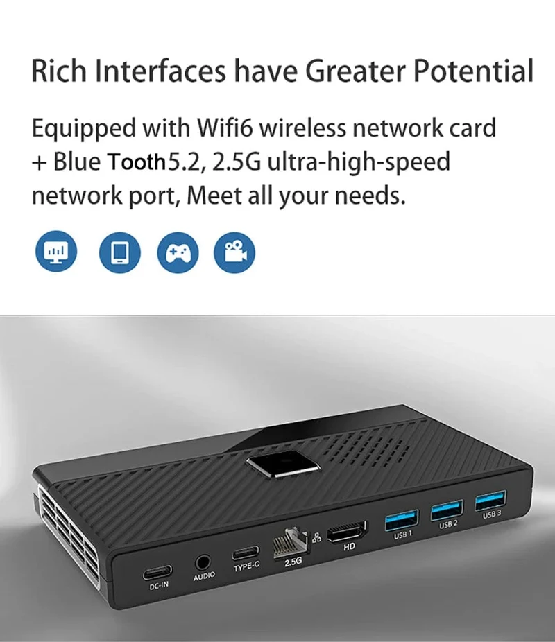 MOREFINE M6 Mini-PC 12. Generation Intel N100/N200 Windows 11Pro DDR5 2933 MHz NVMe SSD Taschencomputer PC HDMI2.0 4K@60Hz WiFi 6 BT5.2