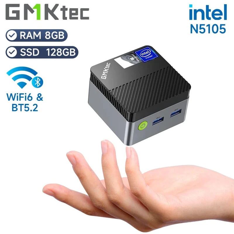 GMKtec KB5 Mini-PC Intel Celeron N5105 Windows 11 Pro 4K Mini-PC DDR4 8 GB RAM 128 GB ROM WiFi5 BT4.2 Desktop-Computer Arbeit