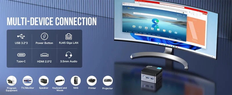 GMKtec KB5 Mini-PC Intel Celeron N5105 Windows 11 Pro 4K Mini-PC DDR4 8 GB RAM 128 GB ROM WiFi5 BT4.2 Desktop-Computer Arbeit
