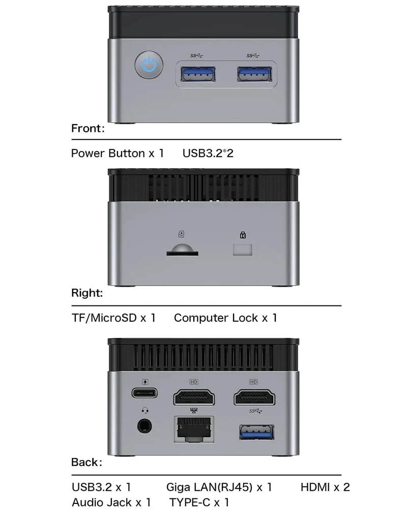 GMKtec KB5 Mini-PC Intel Celeron N5105 Windows 11 Pro 4K Mini-PC DDR4 8 GB RAM 128 GB ROM WiFi5 BT4.2 Desktop-Computer Arbeit