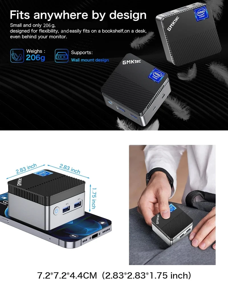 GMKtec KB5 Mini-PC Intel Celeron N5105 Windows 11 Pro 4K Mini-PC DDR4 8 GB RAM 128 GB ROM WiFi5 BT4.2 Desktop-Computer Arbeit