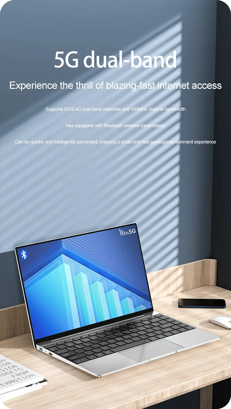 Ultraflacher Laptop 14.1 Zoll, 16 GB RAM, 2 TB SSD, Intel N3700, Notebook, Gamer, 1920 x 1080 Display, Büro-Computer, PC, Windows 11 Pro