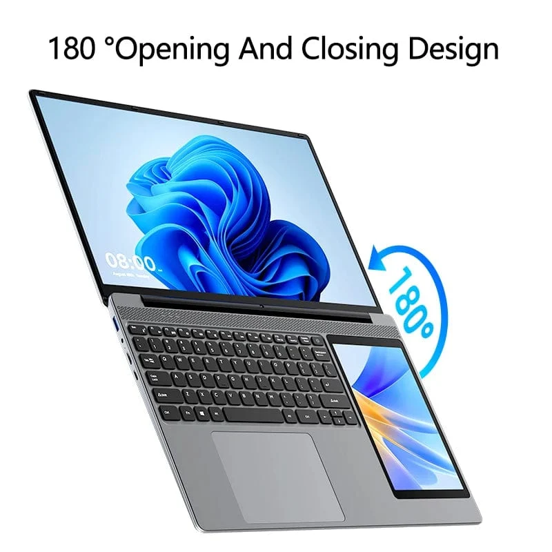 15.6"+7" Dual-Screen-Laptop Intel Celeron N100 32GB 16GB DDR4 RGB-Tastatur mit Hintergrundbeleuchtung Computer Notebook Laptops Touchscreen