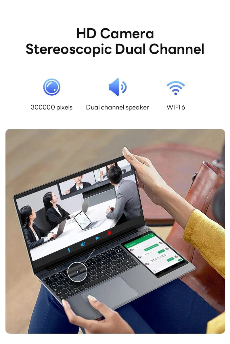 15.6"+7" Dual-Screen-Laptop Intel Celeron N100 32GB 16GB DDR4 RGB-Tastatur mit Hintergrundbeleuchtung Computer Notebook Laptops Touchscreen